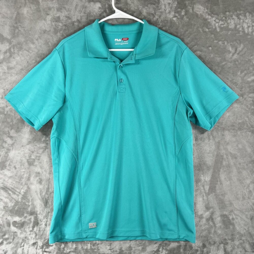 FILA Sport Golf Men’s Large Teal Performance Polo Athletic Fit Mesh Panels